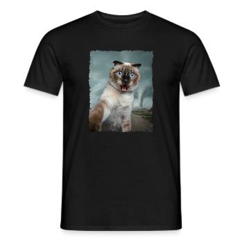 Siamkatze Selfie mit Tornado - Männer T-Shirt - Schwarz - Vorne - AI Model Male 178 light (178cm)