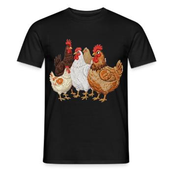 Hühnerfamilie Stickerei - Männer T-Shirt - Schwarz - Vorne - AI Model Male 178 light (178cm)