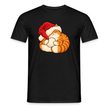 Weihnachten - Schlafendes Weihnachtskätzchen - Männer T-Shirt - Schwarz - Vorne - AI Model Male 178 light (178cm)