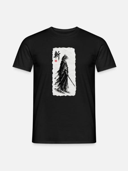 Samurai Katzensamurai  - Männer T-Shirt - Schwarz
