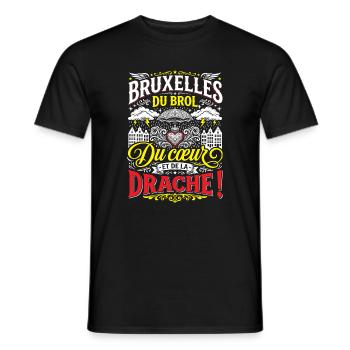 Brüssel: Brol, Herz und Bagger - Männer T-Shirt - Schwarz - Vorne - AI Model Male 178 light (178cm)
