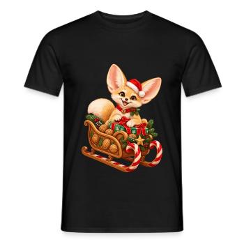 Fennek mit weihnachtlichem Nussschlitten - Männer T-Shirt - Schwarz - Vorne - AI Model Male 178 light (178cm)