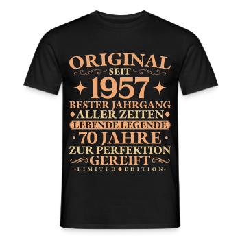 Original 1957 Baujahr 70. Geburtstag Geschenk - Männer T-Shirt - Schwarz - Vorne - AI Model Male 178 light (178cm)