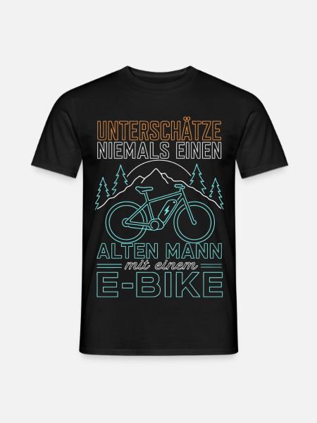 E-Bike Spruch alter Mann Geschenk - Männer T-Shirt - Schwarz