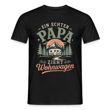 Ein echter Papa zieht Wohnwagen - Männer T-Shirt - Schwarz - Vorne - AI Model Male 178 light (178cm)