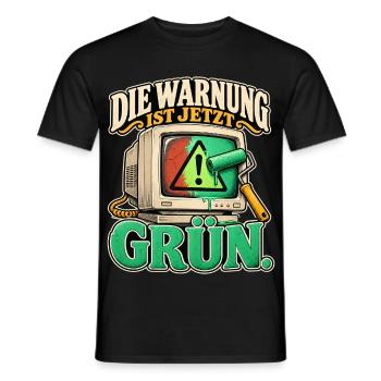 Warnung in Grün - Männer T-Shirt - Schwarz - Vorne - AI Model Male 178 light (178cm)
