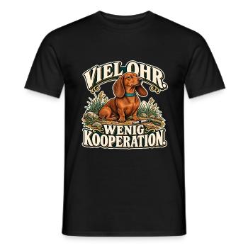 Dackel verhandelt - Männer T-Shirt - Schwarz - Vorne - AI Model Male 178 light (178cm)