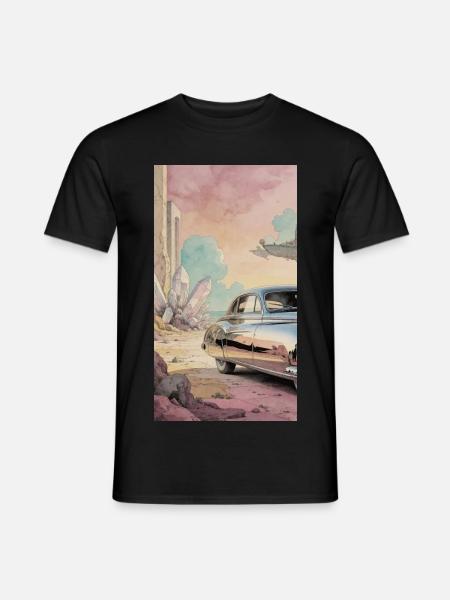 Retro Dream auf Pastelwüste - Männer T-Shirt - Schwarz
