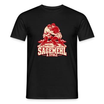 Sägemehl & Stolz – Schweizer Schwinger Retro - Männer T-Shirt - Schwarz - Vorne - AI Model Male 178 light (178cm)