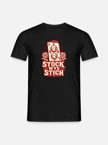 Stöck Wys Stich – Schellen-Ass Retro - Männer T-Shirt - Schwarz