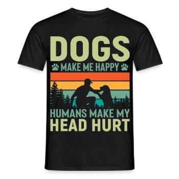 Hunde & Menschen: Glück & Humor - Männer T-Shirt - Schwarz - Vorne - AI Model Male 178 light (178cm)