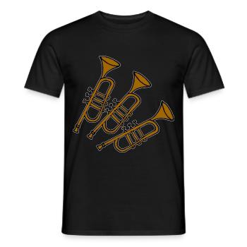 Trompeten Orchester Blasinstrument Comicstyle - Männer T-Shirt - Schwarz - Vorne - AI Model Male 178 light (178cm)