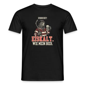 Eishockey Bier Eiskalt - Gravur Hobbyspieler - Männer T-Shirt - Schwarz - Vorne - AI Model Male 178 light (178cm)