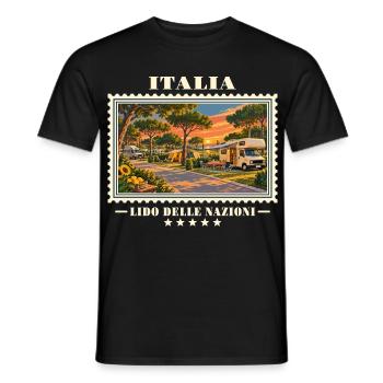 Italien Lido delle Nazioni Camping Vintage Reisema - Männer T-Shirt - Schwarz - Vorne - AI Model Male 178 light (178cm)