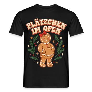 Weihnachtsoutfit Schwanger Plätzchen im Ofen - Männer T-Shirt - Schwarz - Vorne - AI Model Male 178 light (178cm)