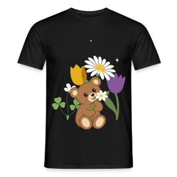 Teddy Blumen Kinder Geschenkidee Margerite - Männer T-Shirt - Schwarz - Vorne - AI Model Male 178 light (178cm)