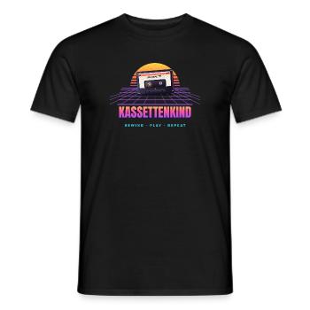 Kassettenkind - Retro 80er Synthwave Kassette - Männer T-Shirt - Schwarz - Vorne - AI Model Male 178 light (178cm)
