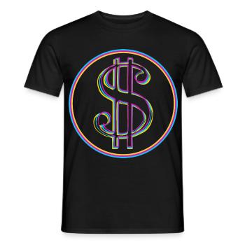 Neon-Dollar Zeichen im Kreis - Männer T-Shirt - Schwarz - Vorne - AI Model Male 178 light (178cm)