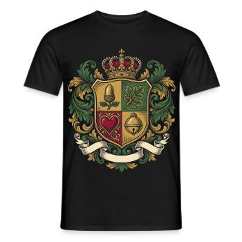 Schafkopf Wappen Deutsches Blatt Kartenspiel - Männer T-Shirt - Schwarz - Vorne - AI Model Male 178 light (178cm)