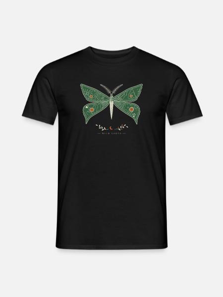 Grüne Motte mit Waldmuster - Männer T-Shirt - Schwarz