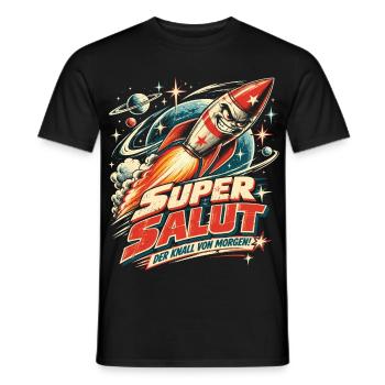 Super Salut Feuerwerk Retro Rakete - Männer T-Shirt - Schwarz - Vorne - AI Model Male 178 light (178cm)