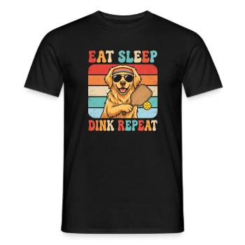 Essen, schlafen, dink, wiederholen, Hund wiederholen. - Männer T-Shirt - Schwarz - Vorne - AI Model Male 178 light (178cm)