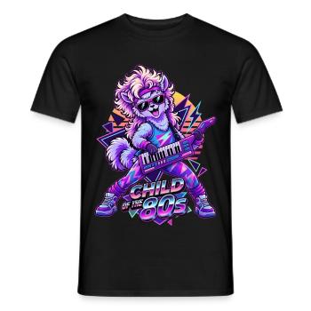 80er Jahre Alpaka mit Keytar – Retro Neon - Männer T-Shirt - Schwarz - Vorne - AI Model Male 178 light (178cm)
