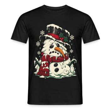 Schmelzender Schneemann im Winterschal - Männer T-Shirt - Schwarz - Vorne - AI Model Male 178 light (178cm)
