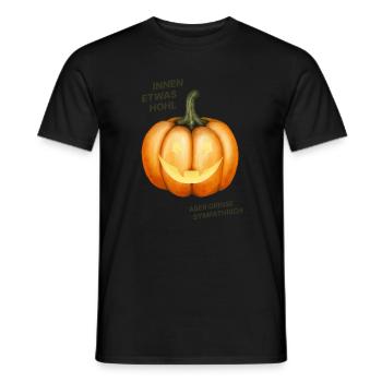 Innen etwas hohl, aber grinse sympathisch - Kürbis - Männer T-Shirt - Schwarz - Vorne - AI Model Male 178 light (178cm)