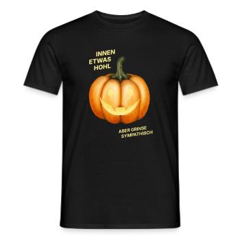 Innen etwas hohl, aber grinse sympathisch - Kürbis - Männer T-Shirt - Schwarz - Vorne - AI Model Male 178 light (178cm)