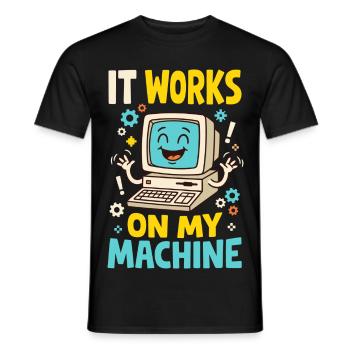 Programmiererhumor – It Works on My Machine - Männer T-Shirt - Schwarz - Vorne - AI Model Male 178 light (178cm)