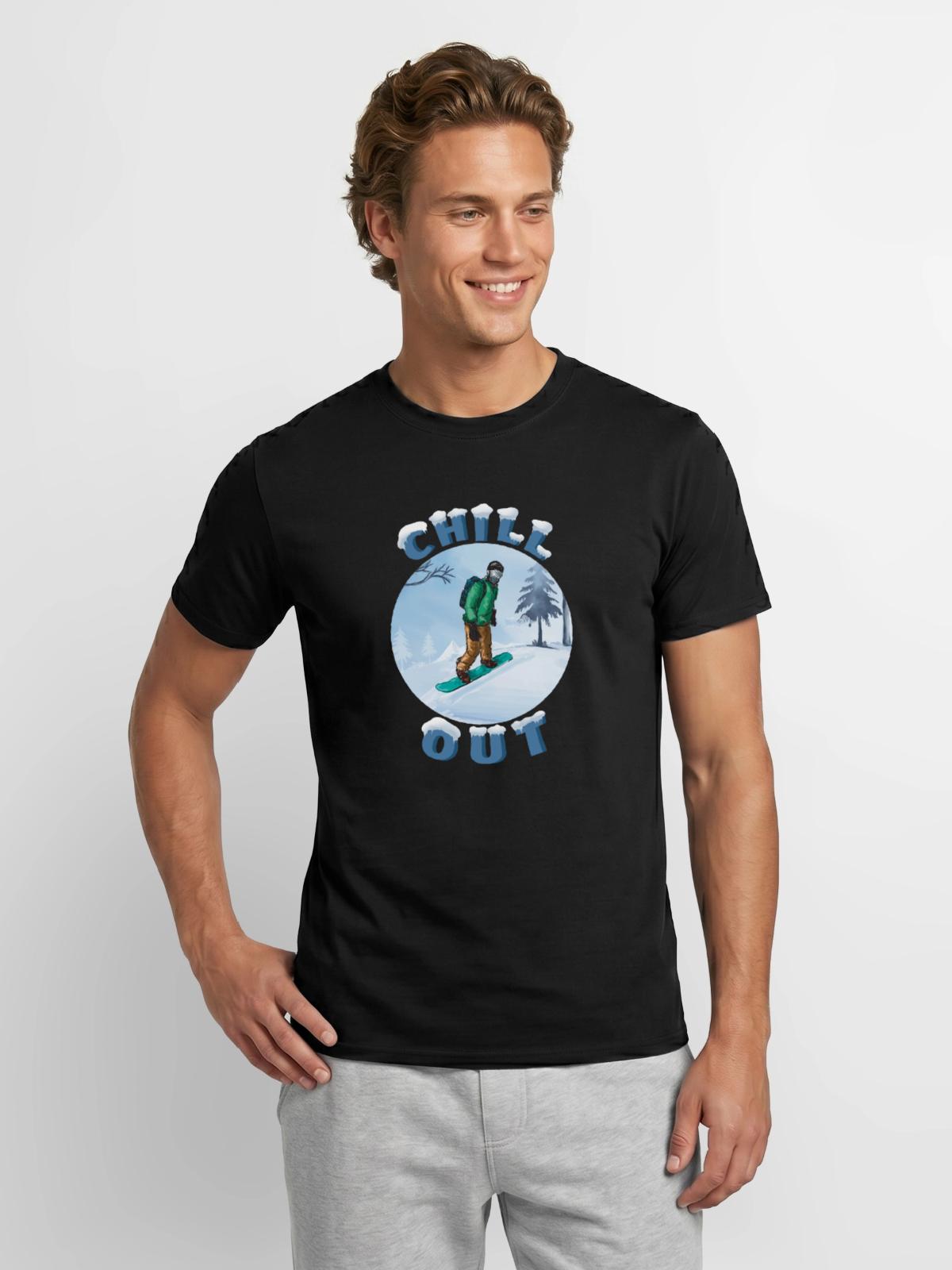 Snowboarder Chill Circle - Männer T-Shirt - Schwarz - Vorne - AI Model Male 178 light (178cm)