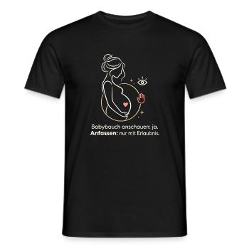 Schwangerschaft Babybauch anfassen Spruch - Männer T-Shirt - Schwarz - Vorne - AI Model Male 178 light (178cm)