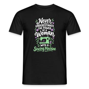 Unterschätze niemals eine Frau mit einer Nähmaschine - Männer T-Shirt - Schwarz - Vorne - AI Model Male 178 light (178cm)
