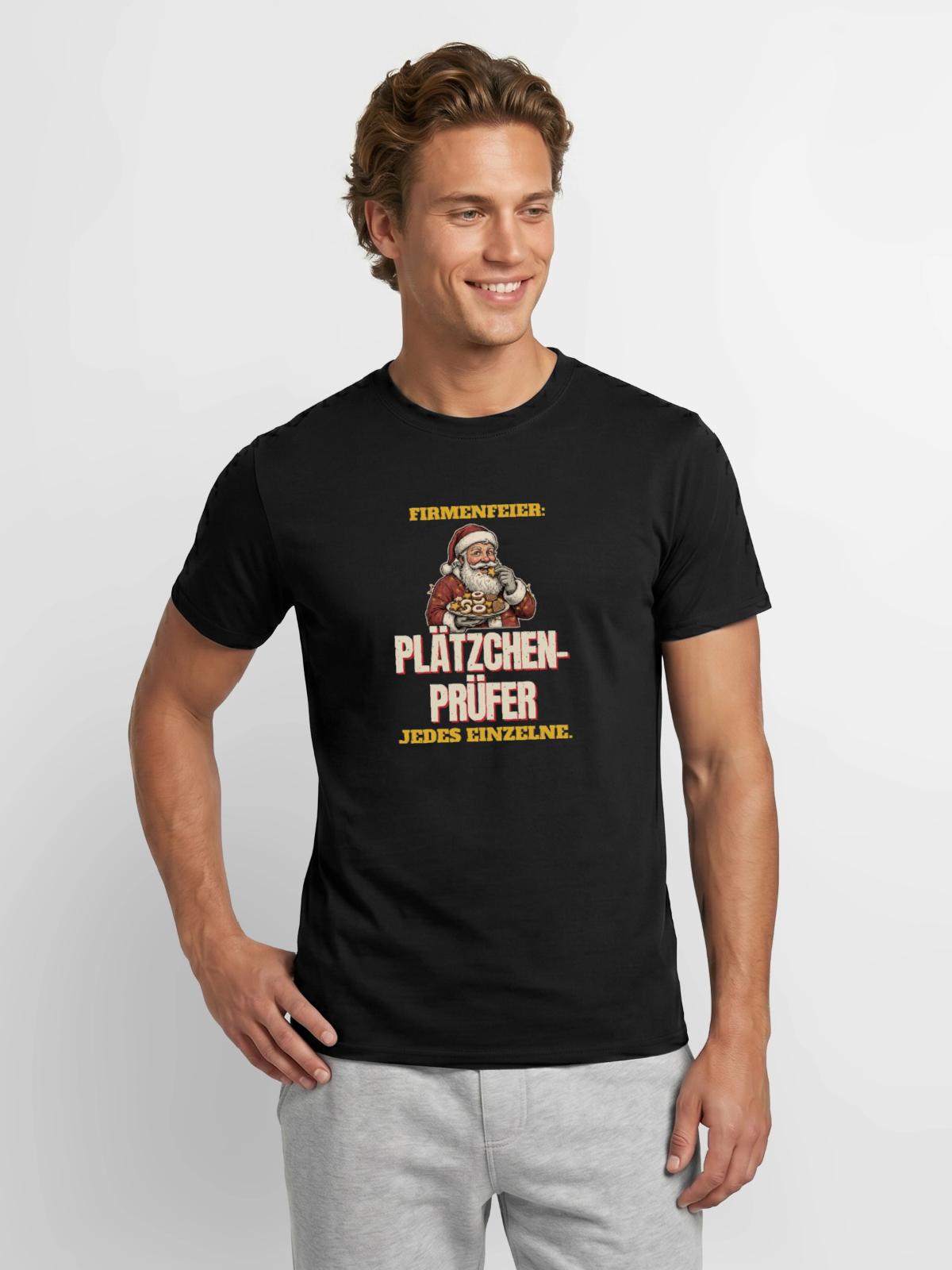Firmenfeier: Plätzchen-Prüfer - Männer T-Shirt - Schwarz - Vorne - AI Model Male 178 light (178cm)