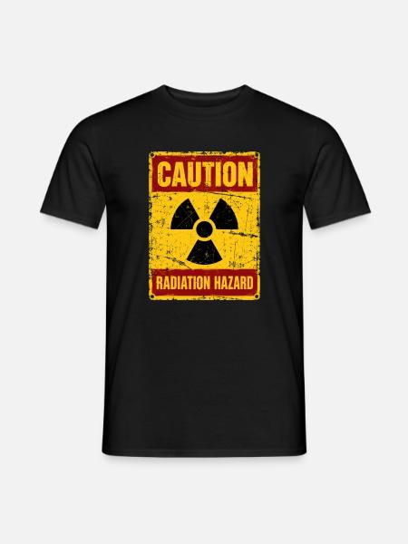 Strahlenwarnschild Radioaktiv - Nuklear - Caution - Männer T-Shirt - Schwarz