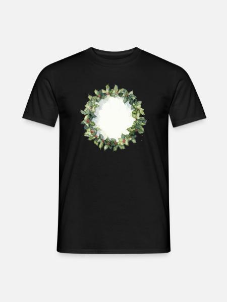 Wasserfarbener Christkranz - Männer T-Shirt - Schwarz