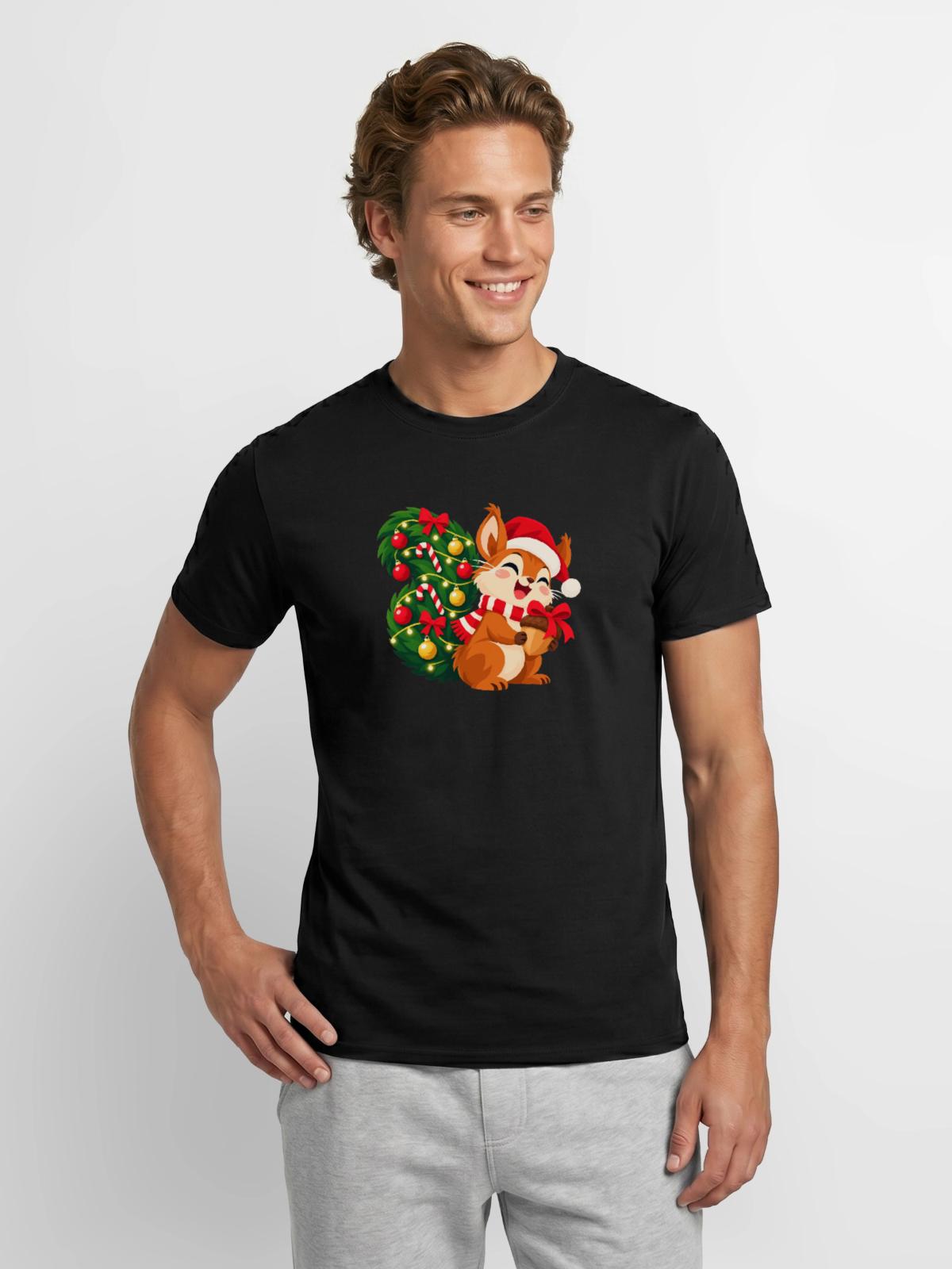 Weihnachtliches Eichhörnchen - Männer T-Shirt - Schwarz - Vorne - AI Model Male 178 light (178cm)