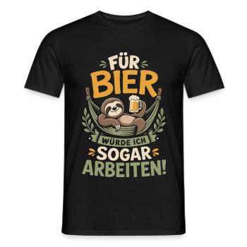 Für Bier würde ich sogar arbeiten - Männer T-Shirt - Schwarz - Vorne - AI Model Male 178 light (178cm)