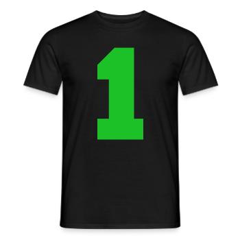 Leuchtendes Eins-Motiv auf Schwarz - Männer T-Shirt - Schwarz - Vorne - AI Model Male 178 light (178cm)