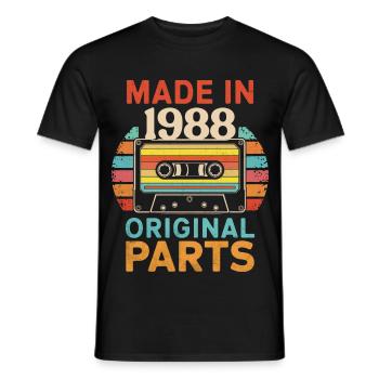 1988 Geburtstag Original 90er 80er Kassettenband Retro - Männer T-Shirt - Schwarz - Vorne - AI Model Male 178 light (178cm)