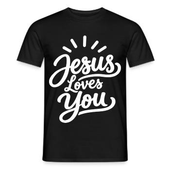 Jesus liebt dich christlicher Glaube - Männer T-Shirt - Schwarz - Vorne - AI Model Male 178 light (178cm)