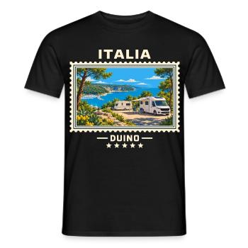 Italien Duino Camping Vintage Reisemarke - Männer T-Shirt - Schwarz - Vorne - AI Model Male 178 light (178cm)