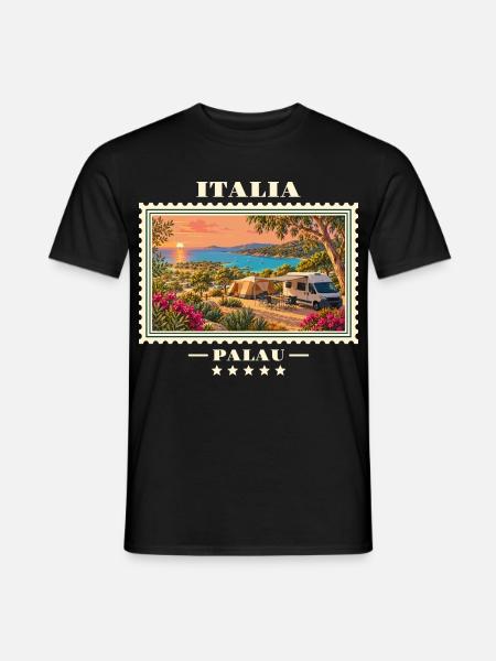 Italien Palau Camping Vintage Reisemarke - Männer T-Shirt - Schwarz