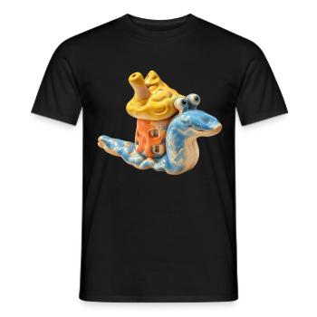 Fröhliche Schnecke mit buntem Haus - Männer T-Shirt - Schwarz - Vorne - AI Model Male 178 light (178cm)