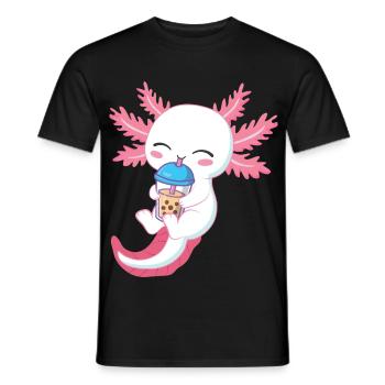 Axolotl, Der Bubble Tea Und Kekse Genießt - Männer T-Shirt - Schwarz - Vorne - AI Model Male 178 light (178cm)