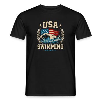 USA Swimming - Männer T-Shirt - Schwarz - Vorne - AI Model Male 178 light (178cm)