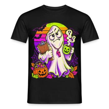 Halloween Geist Pausenaufsicht Lehrkraft - Männer T-Shirt - Schwarz - Vorne - AI Model Male 178 light (178cm)