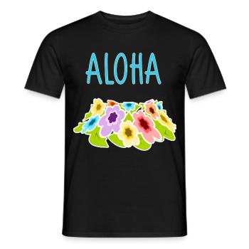 Aloha bunte Blumen Hawaii - Männer T-Shirt - Schwarz - Vorne - AI Model Male 178 light (178cm)