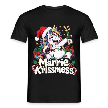 Merry Christmas Einhorn Weihnachten - Männer T-Shirt - Schwarz - Vorne - AI Model Male 178 light (178cm)